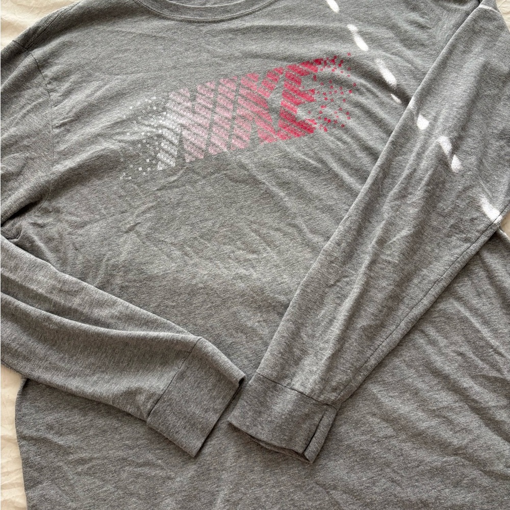 Nike Gray and Pink Long Sleeve Men's Tee